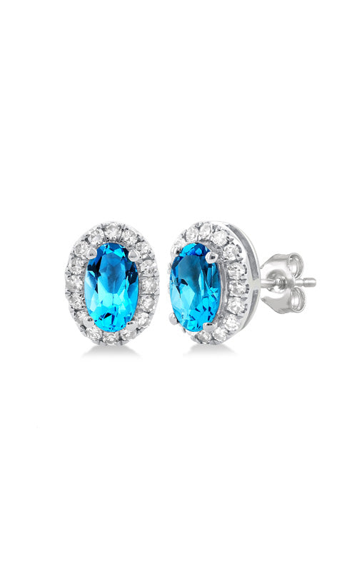 Albert's 10k White Gold Oval Blue Topaz .13ctw Diamond Halo Earrings 58698TSERBTWG-OV