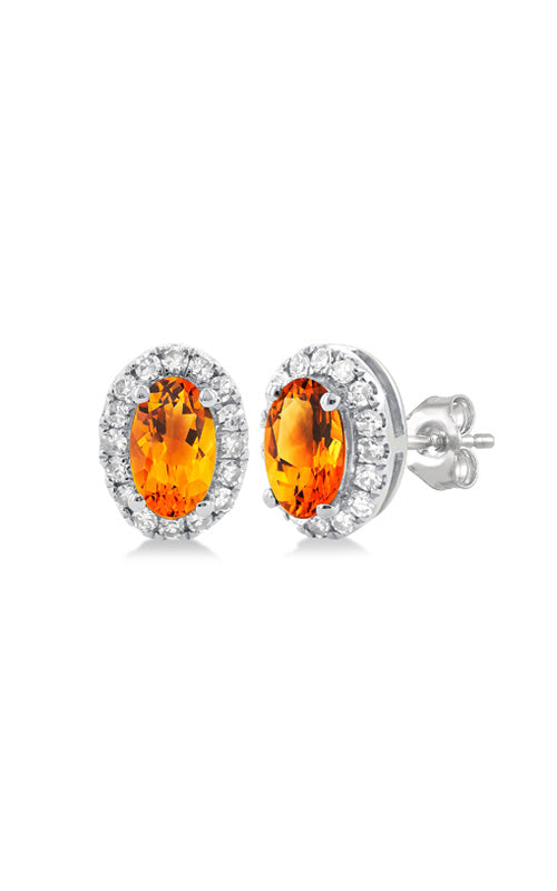Albert's 10k White Gold Oval Citrine .13ctw Diamond Halo Earrings 58698TSERCTWG-OV