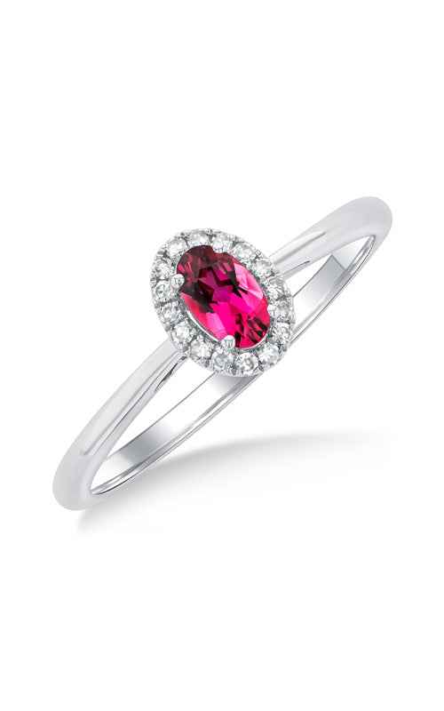 Albert's 10k White Gold 1/4ctw Pink Tourmaline .07ctw Diamond Halo Ring 41279TSPTWG-OV