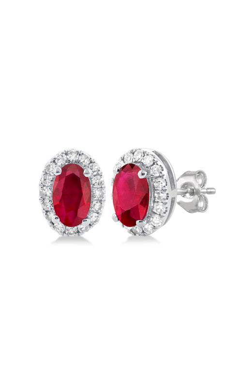Albert's 10k White Gold .56ctw Oval Ruby .13ctw Diamond Halo Earrings 58698TSERRBWG-OV
