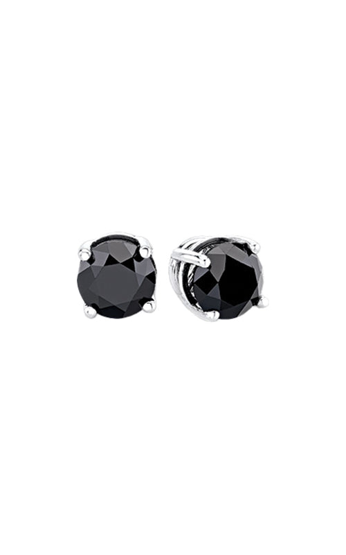 Albert's Men's and Ladies 14k White Gold 4ct Round Black Diamond Stud Earrings BKST10