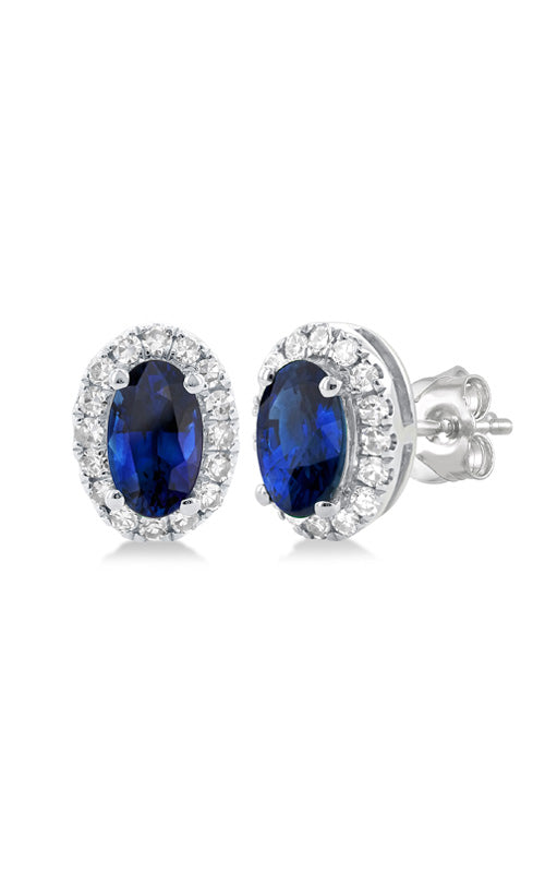 Albert's 10k White Gold .56ctw Oval Sapphire .13ctw Diamond Halo Earrings 58698TSERSPWG-OV