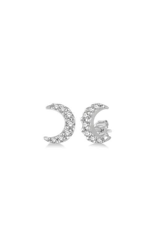 Albert's 10k White Gold .08ctw Crescent Moon Studs 642A9TSERWG