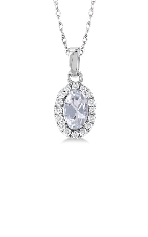 Albert's Halo White Topaz, Diamond Necklace