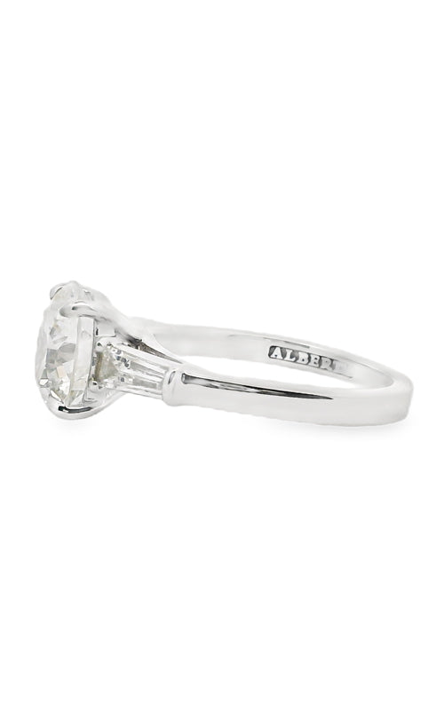 Albert's Three Stone Round 14K White Gold Engagement Ring