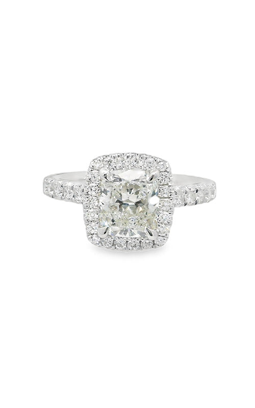 Albert's 14k White Gold Cushion H VS2 .73ct Round Diamond Halo Engagement Ring ER12322-C152A/3114049201