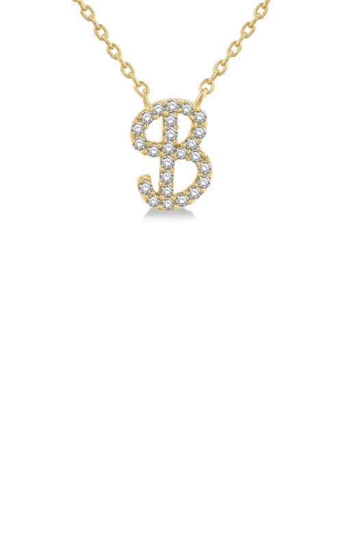 Albert's 10k Yellow Gold 18 Inch .10ctw Diamond Script Initial B Pendant 90468TSPDYG-B