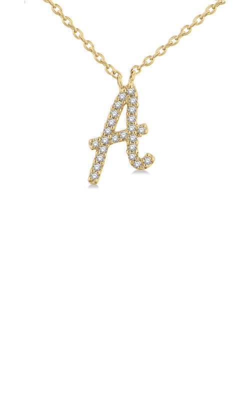 Albert's 10k Yellow Gold 18 Inch .07ctw Diamond Script Initial A Pendant 90469TSPDYG-A