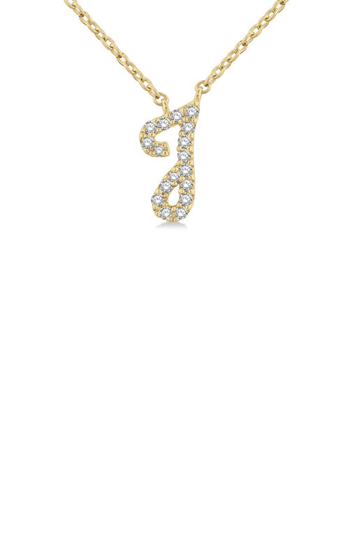 Albert's 10k Yellow Gold 18 Inch .07ctw Diamond Script Initial J Pendant 90469TSPDYG-J