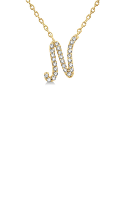 Albert's 10k Yellow Gold 18 Inch .08ctw Diamond Script Initial N Pendant 90469TSPDYG-N