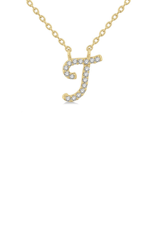 Albert's 10k Yellow Gold 18 Inch .05ctw Diamond Script Initial T Pendant 90469TSPDYG-T