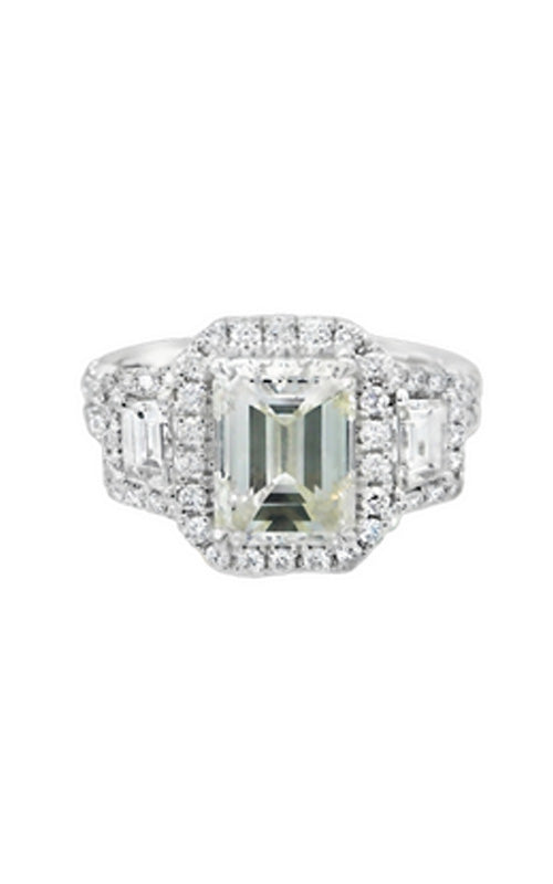 Albert's 14k White Gold 2.20ct Emerald Center K VVS2 and 1.04ctw Melee Diamond Engagement Ring A547-031A/R12012