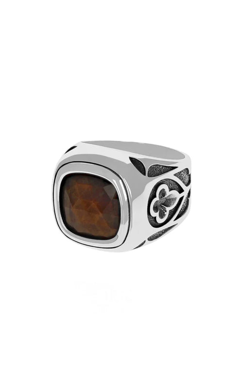 King Baby Brown Tiger Eye Ring w/ Relic Cross Detail Ring - SIZE 11 - K20-7802TIG-11