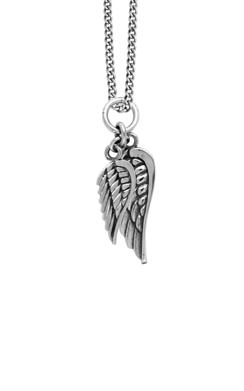 King Baby Sterling Silver Double Wing Necklace with 24" Chain K10-3022