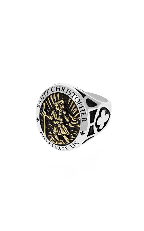 King Baby Sterling Silver Gold Alloy St. Christopher Ring - SIZE 12 - K20-7801-12