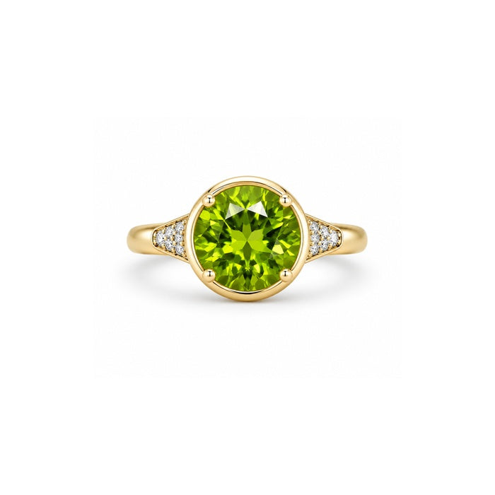 Albert's 14K Yellow Gold 4.67ct Round Peridot and .23ctw Round Diamond Ring R2522642