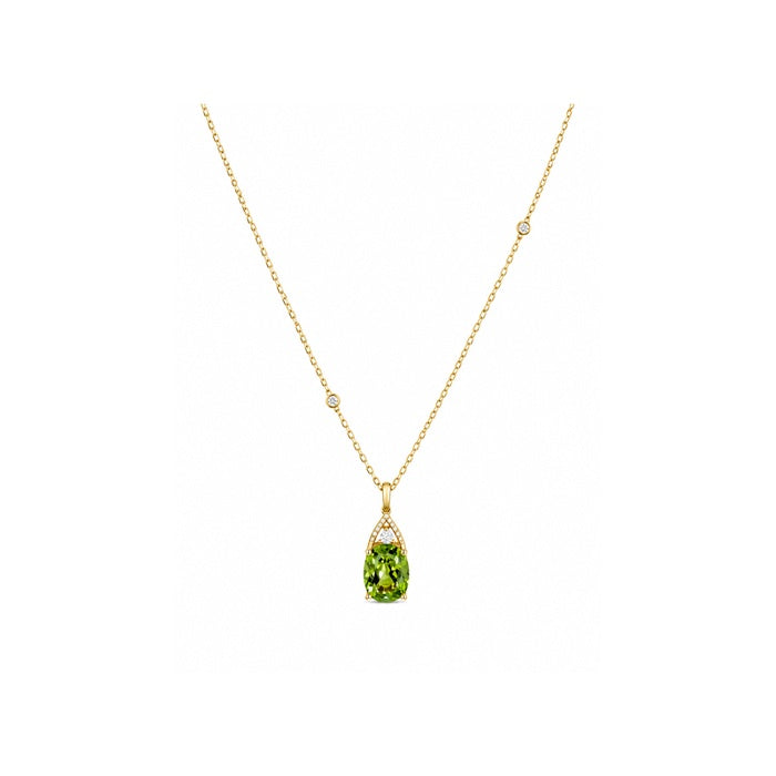 Albert's 14k Yellow Gold 2.10ct Peridot and .06ctw Diamond Necklace P2412807