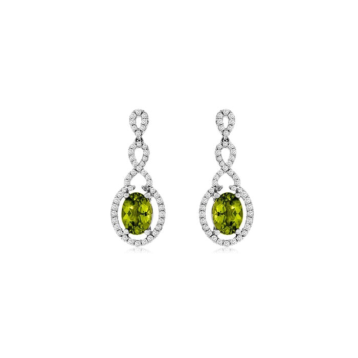 Albert's 14k White Gold 1.68ct Peridot and .42ctw Diamond Drop Earrings WC7679X