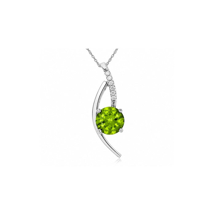 Albert's 14k White Gold 1.50ct Round Peridot and .05ctw Diamond Necklace WC4828X