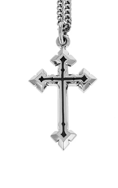 King Baby Sterling Silver Pointed Cross Pendant with 24" Chain K10-9904-24