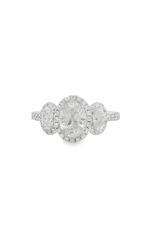 Albert's 18k White Gold .90ctw Oval Cut Diamonds .85ctw Melee Engagement Ring AJ-R19822-IR005010