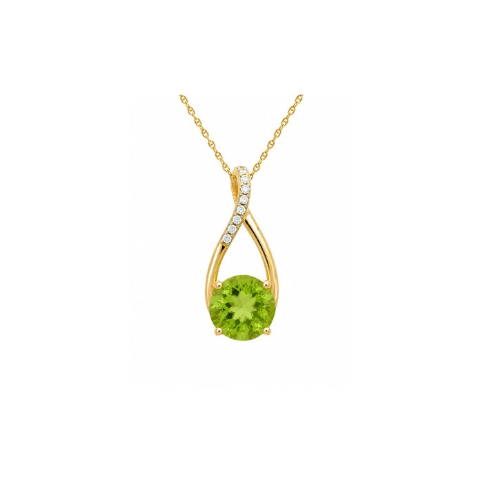Albert's 14k Rose Gold 1.40ctw Round Peridot and .05ct Diamond Necklace C4827X