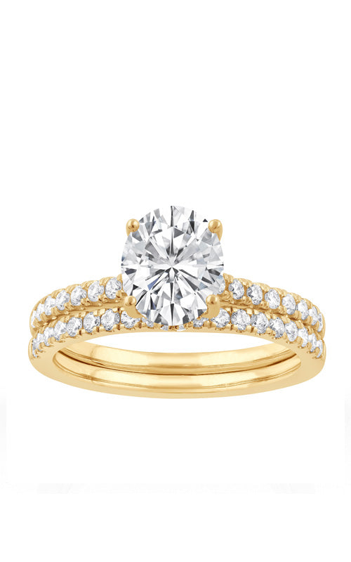 Alberts 14k Yellow Gold 1.47ct Lab Grown Diamond Round Center Stone .50ctw Band Engagement and Wedding Band Set LGD-TXR03270WS-GY3