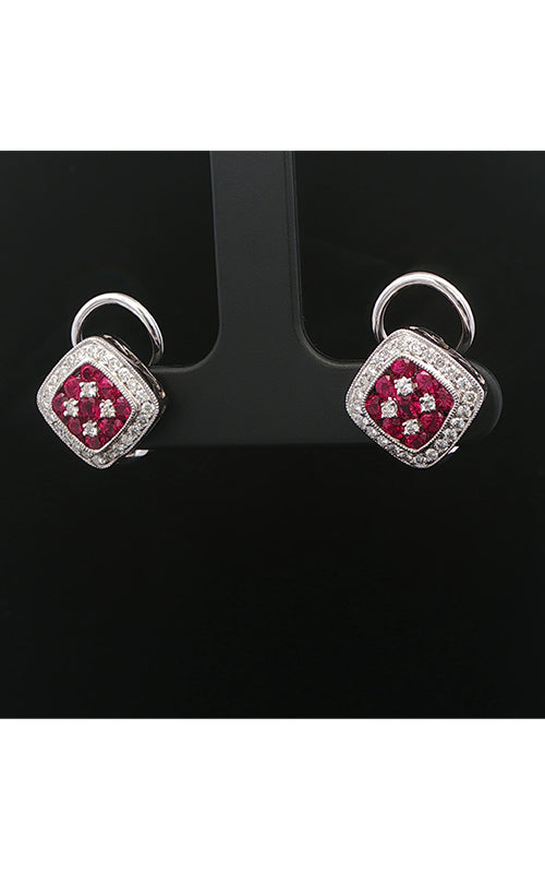 Albert's Estate Gregg Ruth 18K White Gold 1.01CTW Round Ruby .40CTW Round Diamond Clip On Earrings EEAR00841