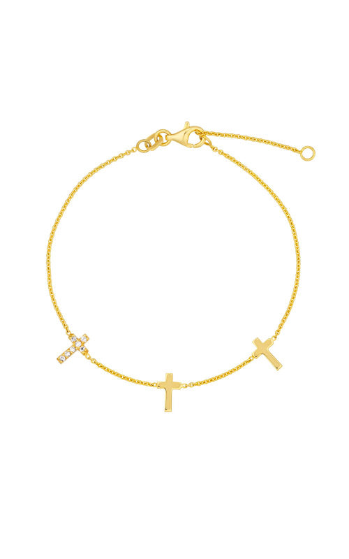 Albert's 14k Yellow Gold 1/15ctw Diamond Cross Adjustable Bracelet MF038791-14Y