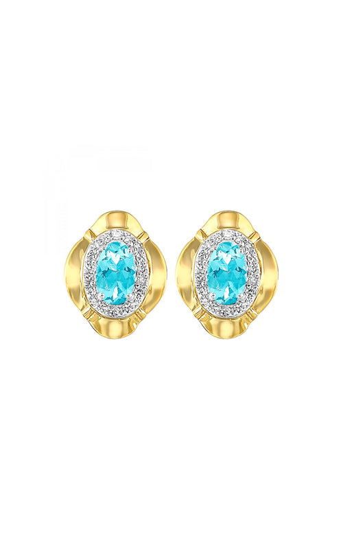 Albert's 10k Yellow Gold 3/8ctw Aquamarine and 1/10ctw Diamond Halo Stud Earrings ER11073-1YSCA