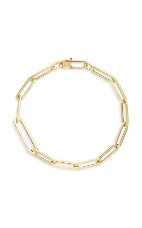Roberto Coin Alternating Polished 7" Paperclip Link Chain Bracelet 5310168AYLB0