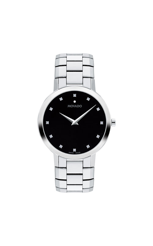 Movado Faceto Men's and Ladies Stainless Steel 39mm Diamond Watch 0607865