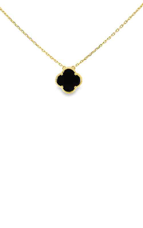 Albert's 10k Yellow Gold Black Clover Necklace with 17" Chain CLV1M-B-10KY-17