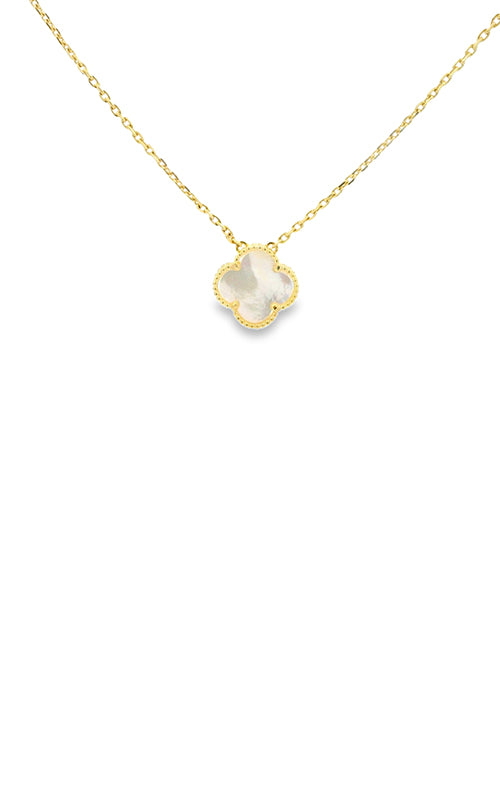 Albert's 10k Yellow Gold Clover Mother of Pearl Necklace with 17" Chain CLV1M-M-10KY-17