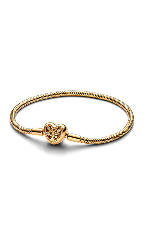 Pandora Family Tree Heart Clasp Snake Chain Bracelet 563516C01-17
