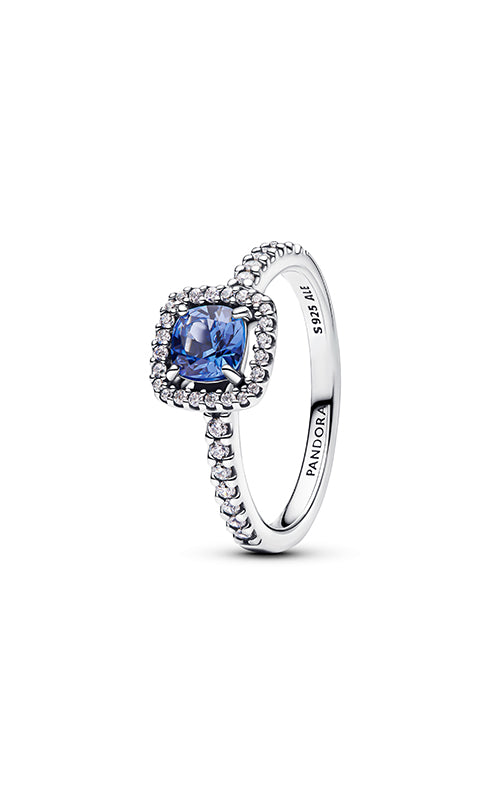 Pandora Sparkling Square Blue Halo Ring 193555C01-48