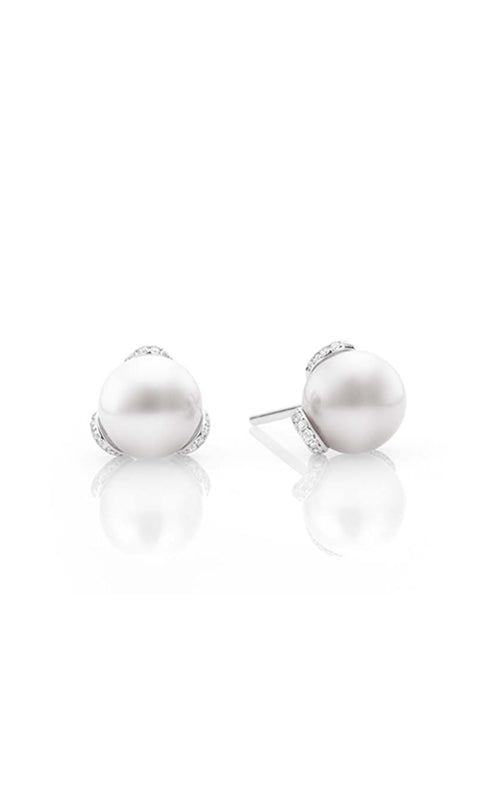 Mikimoto 18k White Gold 8mm A+ Pearl and .12ctw Diamond Stud Earrings MEA10160ADXW