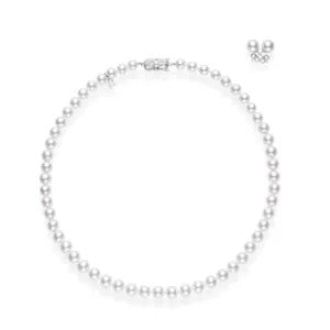 Mikimoto 18k White Gold Akoya Pearl Necklace, Earrings and Bracelet Set UN 70118VS1W 2