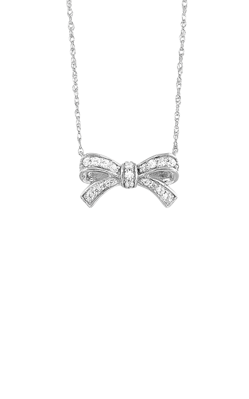 Albert's 10k White Gold .14ctw Diamond Bow Necklace PD11125-1WD