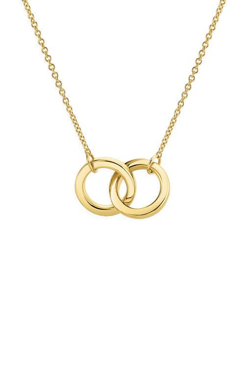 Albert's 10k Yellow Gold 16-18" Adjustable Interlocking Rings on Rolo Chain 3341