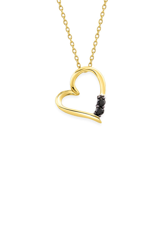 Albert's 10k Yellow Gold .10ctw Black Diamond Heart Necklace 2440720100Y-07