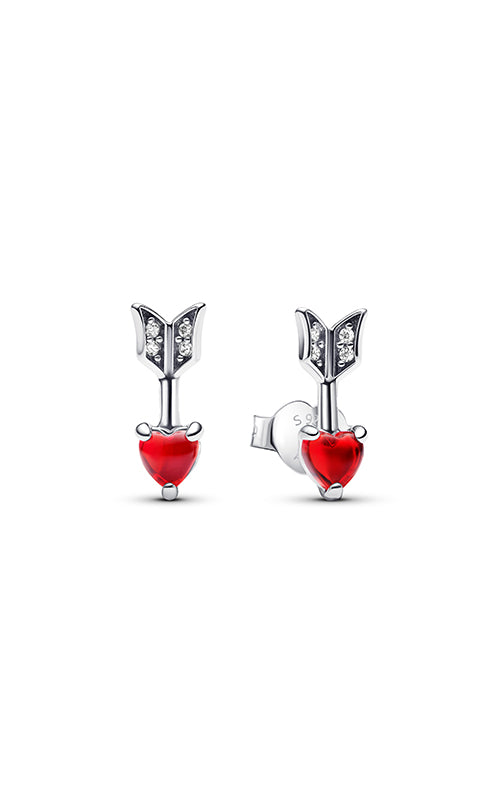Pandora Arrow & Murano Glass Heart Stud Earrings 293668C01