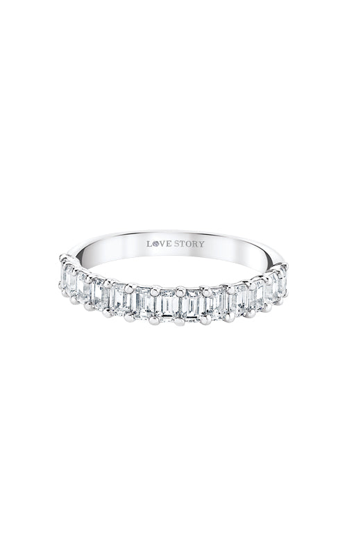 Love Story 14k White Gold 1.05ctw Emerald Cut Diamond Wedding Band AJ-R118256LJW