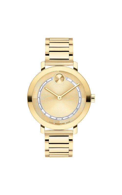 Movado BOLD Evolution 2.0 Ladies Gold Tone Crystal Watch 3601218