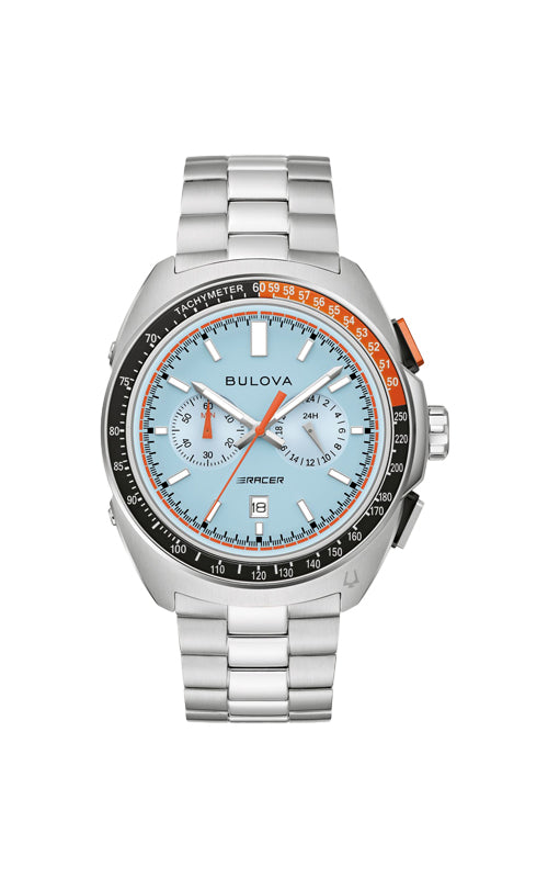 Bulova Men's Racer 42mm Chronograph Light Blue Watch 98B432