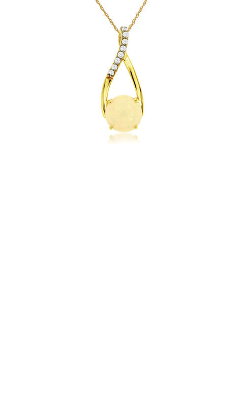 Albert's 14k Yellow Gold .90ct Opal and .05ctw Diamond Necklace C4827F