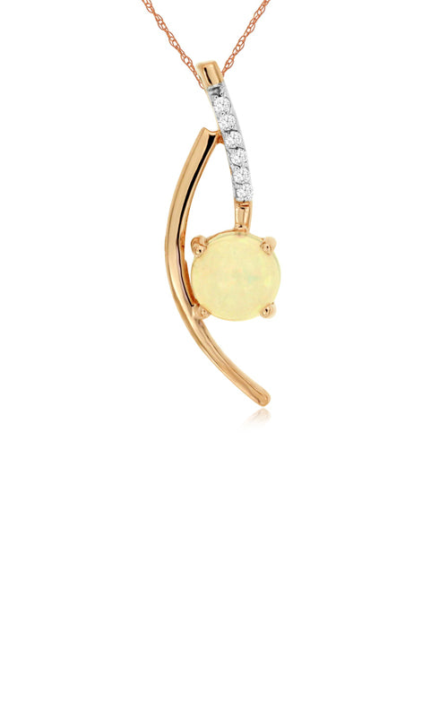 Albert's 14k Rose Gold .85ct Opal and .05ctw Diamond Necklace PC4828F