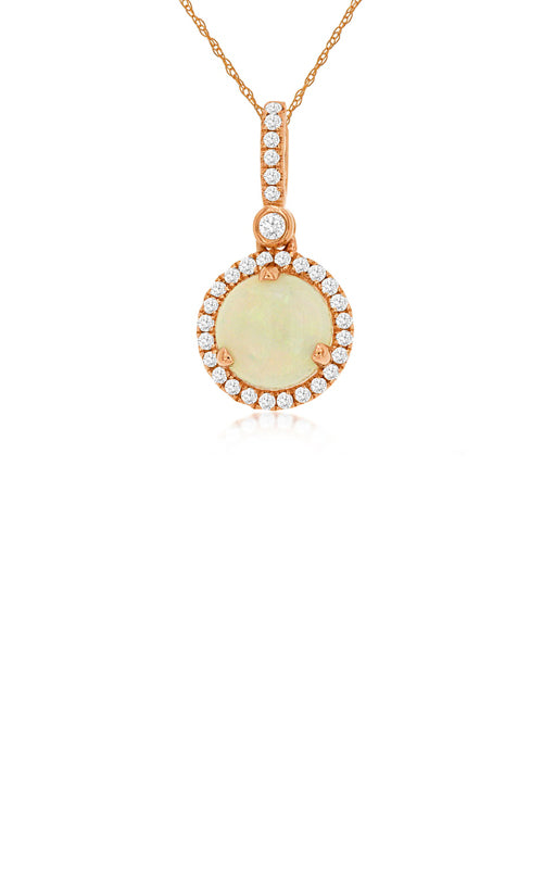 Albert's 14k Rose Gold .85ct Opal and .18ctw Diamond Necklace PC6397F
