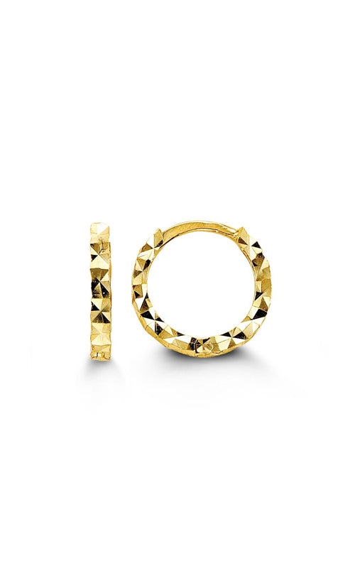 Albert's Kids 10k Yellow Gold 1.3x10mm Diamond Cut Hoop Earrings 4017B