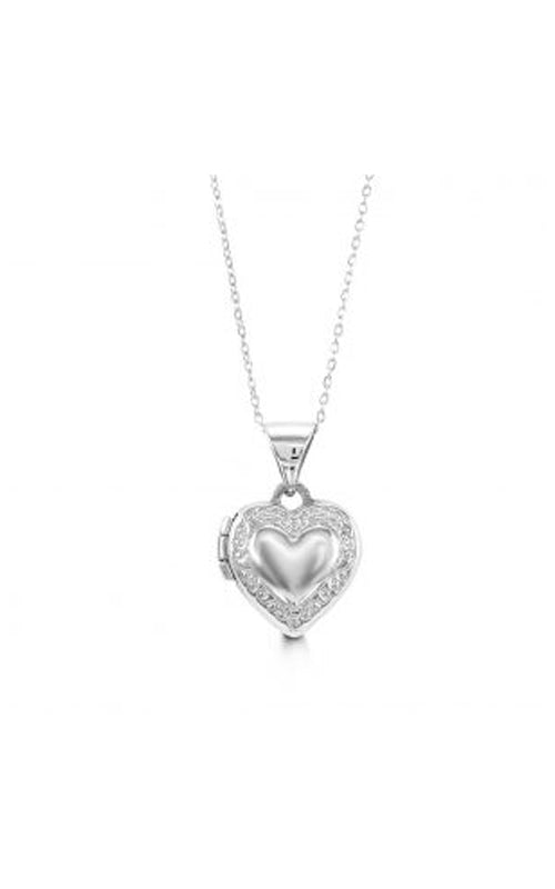 Albert's Kids 10k White Gold 14" Heart Locket Necklace 4062B